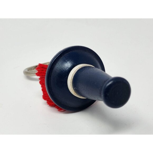 Vintage Wooden Head Bottle Opener With Red Yarn Hair & Metal Opener 5" - Picture 4 of 6